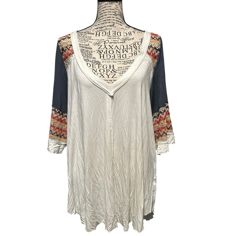 Ladies IVKO Multicoloured V-Neck Linen Cardigan Tunic Size Medium Boho